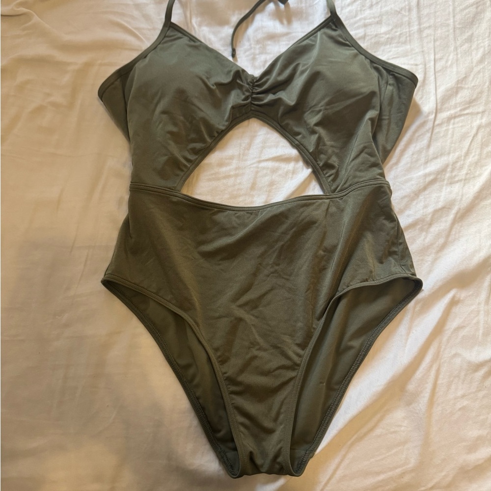 AbercrombieOlive Green Cutout Swimsuit